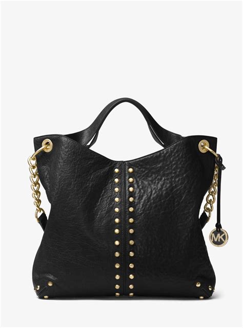 michael kors off shoulder black with studs|Michael Kors astor shoulder bag.